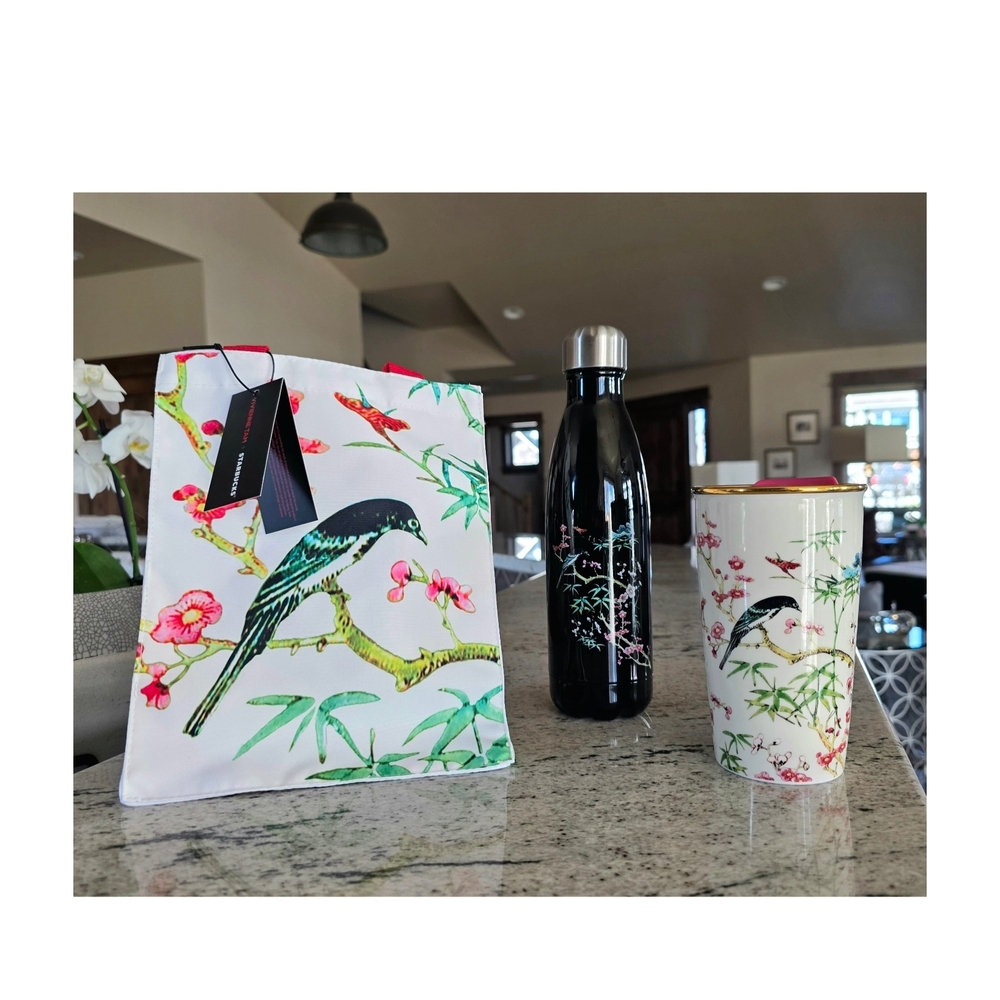 Limited Edition Starbucks + Vivienne Tam 'Bird and Flora' 3-Piece Collection - Picture 2 of 6